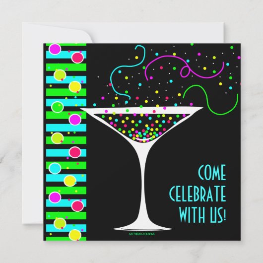 Party Confetti Cocktail Invitation Kaart (Achterkant)