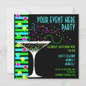 Party Confetti Cocktail Invitation Kaart (Voorkant)