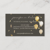 Party Confetti Event Brown Gold Balloon Visitekaartje (Achterkant)