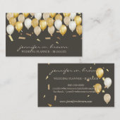 Party Confetti Event Brown Gold Balloon Visitekaartje (Voorkant / Achterkant)