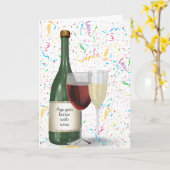 Party Confetti wijnfles voor de verjaardag Kaart (Gele Bloem)