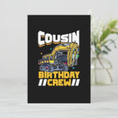 Party Construction Digger Cousin Birthday Crew Kaart (Staand voorkant)