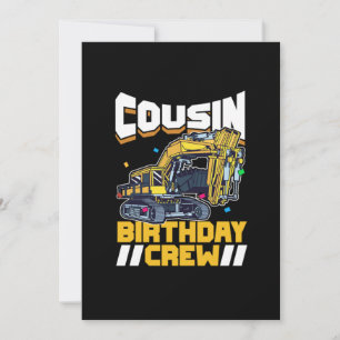 Party Construction Digger Cousin Birthday Crew Kaart