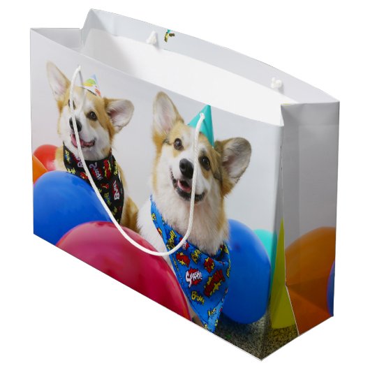 Party Corgis Gift Bag Groot Cadeauzakje (Achterkant Gekanteld)