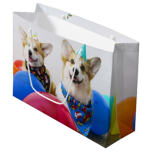 Party Corgis Gift Bag Groot Cadeauzakje (Voorkant Gekanteld)