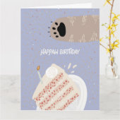 Party Crasher Birthday Cat Folded Wenskaart Kaart (Gele Bloem)