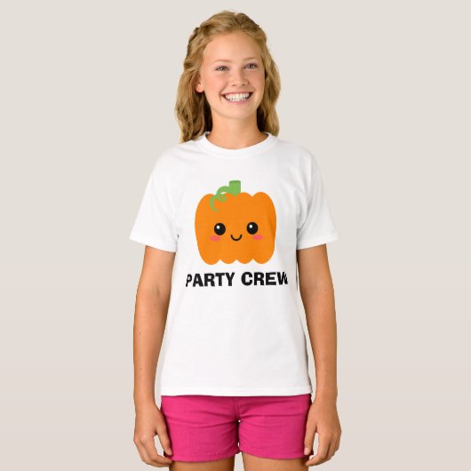 Party Crew Kinder pompoen T-shirt, Halloween Crew T-shirt (Voorkant volledig)