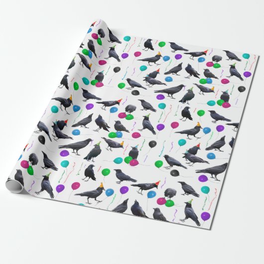 party crows wrapping paper cadeaupapier (Uitgerold)