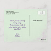 Party Dank u Schattige konijn met een ballon Briefkaart (Achterkant)