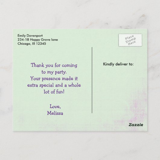 Party Dank u Schattige konijn met een ballon Briefkaart (Achterkant)