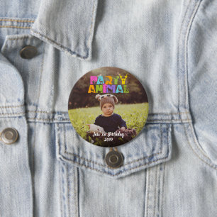 Party Dier Kids Verjaardagsfeestje Ronde Button 7,6 Cm