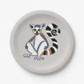 Party dier-Ring-Tailed LEMUR- Bedreigde Primaat Papieren Bordje (Voorkant)