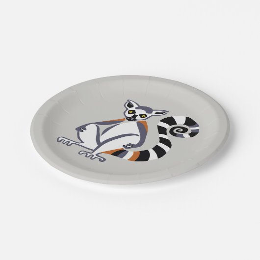 Party dier-Ring-Tailed LEMUR- Bedreigde Primaat Papieren Bordje (Gekanteld)