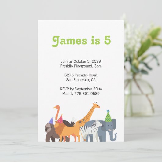 Party Dier Verjaardag Party uitnodiging (Staand voorkant)