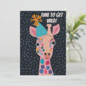 Party Dier Verjaardag Uitnodiging (Staand voorkant)