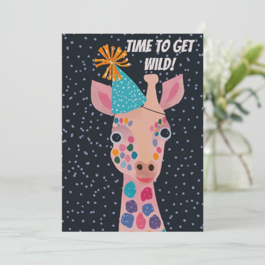 Party Dier Verjaardag Uitnodiging (Staand voorkant)