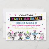 Party Dier Verjaardag Uitnodiging (Voorkant)