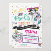 Party Dier Verjaardag Uitnodigingen Zoo Safari Mei (Voorkant / Achterkant)