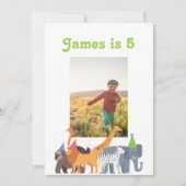 Party Dier Verjaardagsfeestje Custom Foto Kaart (Voorkant)