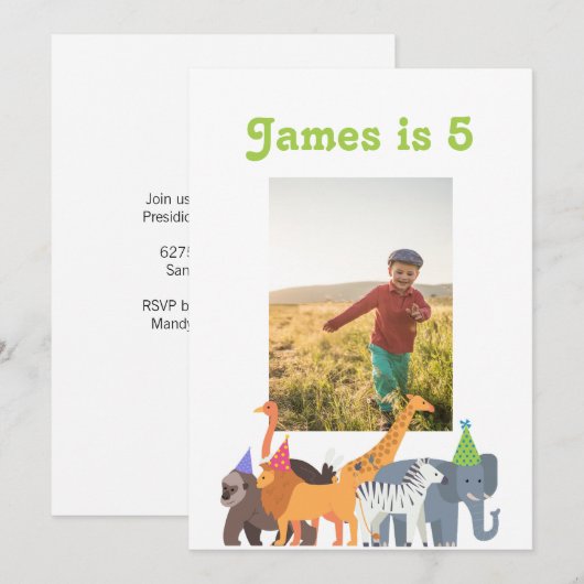 Party Dier Verjaardagsfeestje Custom Foto Kaart (Voorkant / Achterkant)