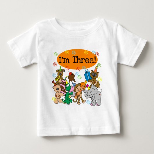 Party Dieren 3e verjaardag Tshirts (Voorkant)