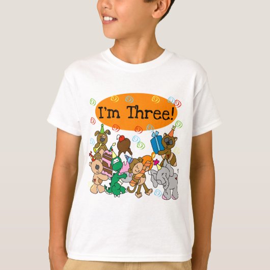 Party Dieren 3e verjaardag Tshirts (Voorkant)