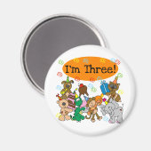 Party Dieren 3e verjaardag Tshirts Magneet (Voorkant / Achterkant)