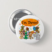 Party Dieren 3e verjaardag Tshirts Ronde Button 5,7 Cm (Voorkant /achterkant)