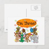 Party Dieren 3e verjaardag Tshirts Uitnodiging Briefkaart (Voorkant / Achterkant)