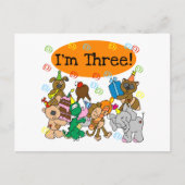 Party Dieren 3e verjaardag Tshirts Uitnodiging Briefkaart (Voorkant)