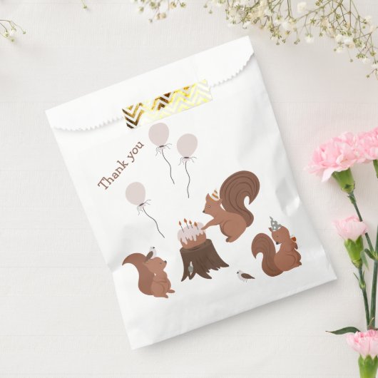 Party Dieren Eekhoorn Verjaardagsfeest Bedankzakje (Gezegeld)