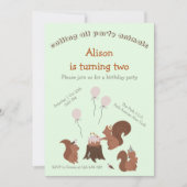 Party Dieren Eekhoorn Verjaardagsfeest Uitnodiging (Voorkant)