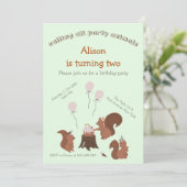 Party Dieren Eekhoorn Verjaardagsfeest Uitnodiging (Staand voorkant)