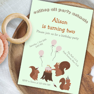 Party Dieren Eekhoorn Verjaardagsfeest Uitnodiging