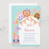 Party Dieren Extravaganza Uitnodiging voor verjaar (Voorkant / Achterkant)