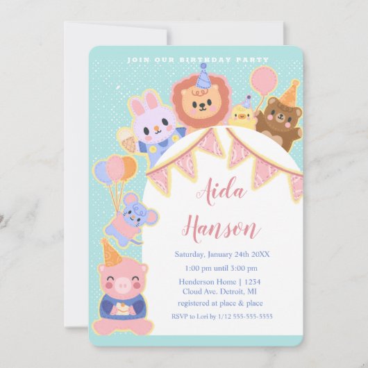 Party Dieren Extravaganza Uitnodiging voor verjaar (Voorkant)