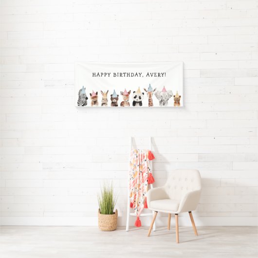 Party Dieren Kinderen Verjaardag Spandoek (Insitu)