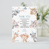 Party dieren leuke safari jongen verjaardagsfeestj bedankkaart (Staand voorkant)