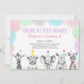 Party Dieren Meisje Safari Verjaardag Uitnodiging (Voorkant)