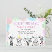Party Dieren Meisje Safari Verjaardag Uitnodiging (Staand voorkant)