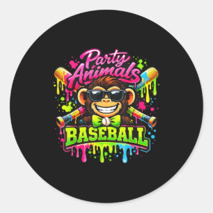 Party dieren meme honkbal grappige aap  ronde sticker