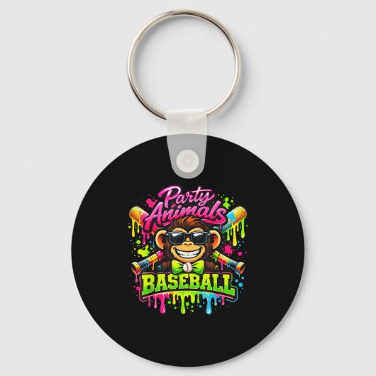 Party dieren meme honkbal grappige aap sleutelhanger (Voorkant)