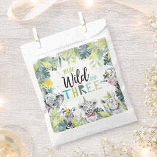 Party Dieren Safari Jong Wild en Drie Verjaardag Bedankzakje