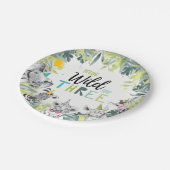 Party Dieren Safari Jong Wild en Drie Verjaardag Papieren Bordje (Gekanteld)