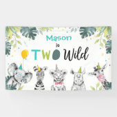 Party Dieren Safari Jongen Twee Wilde Blauwe Achte Spandoek (Horizontaal)