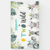 Party Dieren Safari Jongen Twee Wilde Blauwe Achte Spandoek (Verticaal)