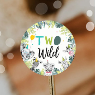 Party Dieren Safari Jongen Twee Wilde Tweede Verja Ronde Sticker
