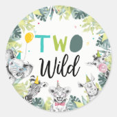 Party Dieren Safari Jongen Twee Wilde Tweede Verja Ronde Sticker (Voorkant)