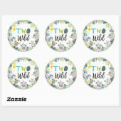 Party Dieren Safari Jongen Twee Wilde Tweede Verja Ronde Sticker (Vel)
