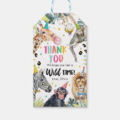 Party Dieren Safari Meisje Roze Dank u Wild Time Cadeaulabel (Voorkant)